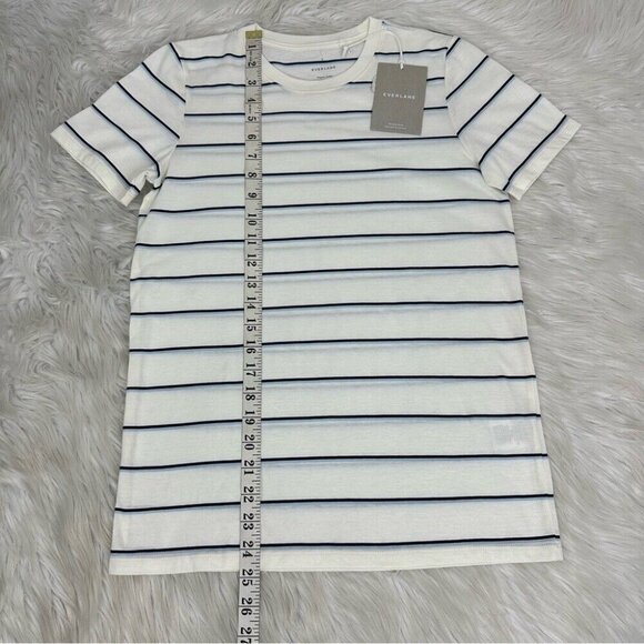 Everlane Women's NWT White Blue Striped The Organic Cotton Crew Neck Tee S/C34 - Picture 11 of 13
